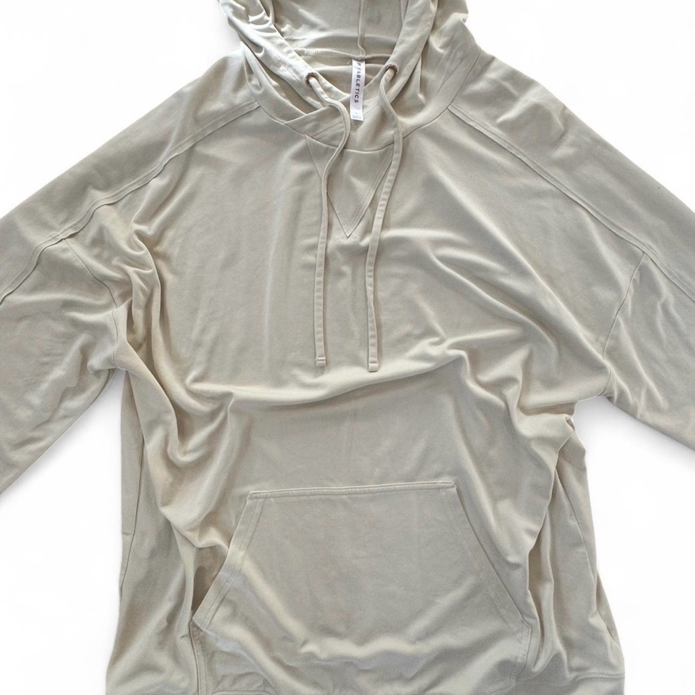 Fabletics Light Yellow Cream Oversized Hoodie Womens Sz Large Workout Gym Active - Picture 4 of 7